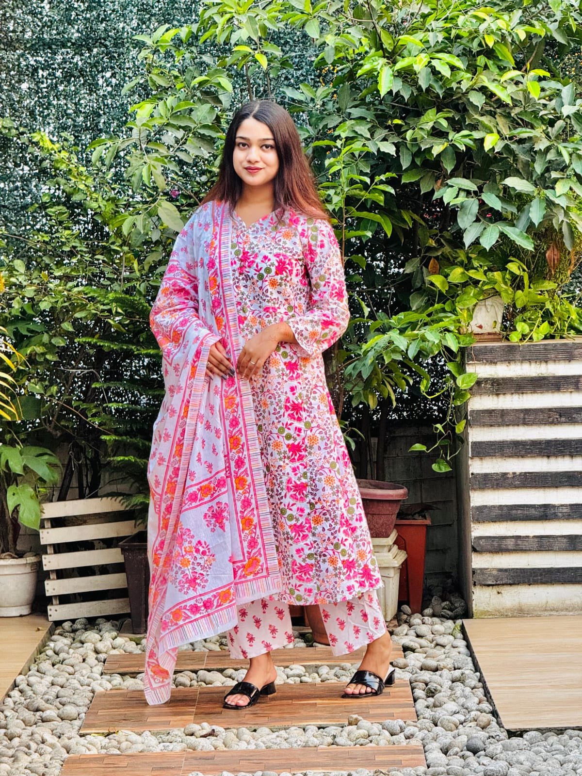 Elegant Cotton Gown Dress (3-Piece Set)